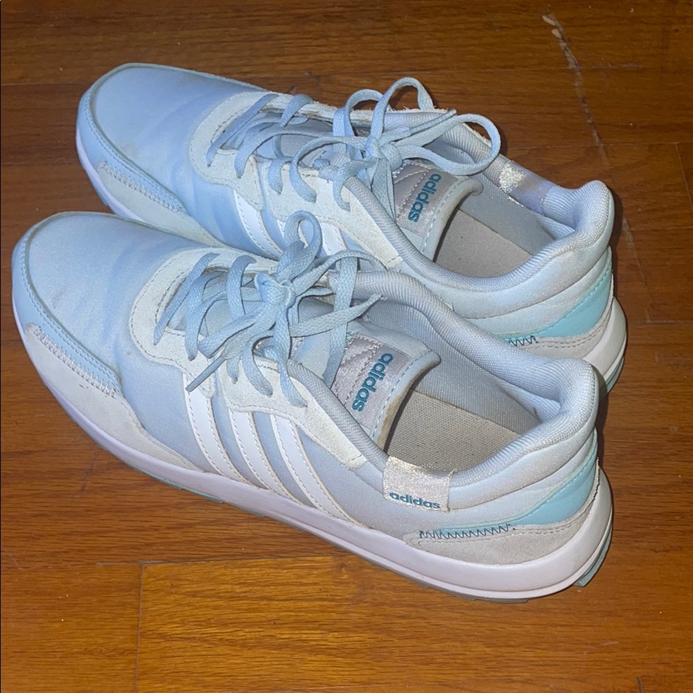 Adidas Sky Blue and White Athletic Shoes